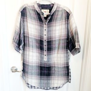 French Connection Plaid Flannel Tunic w/ Pockets